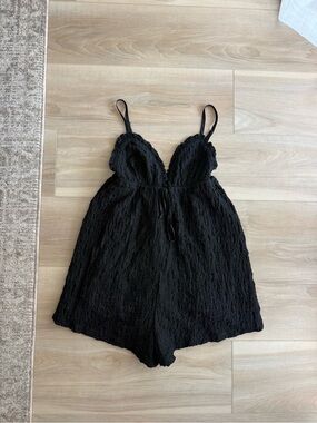 Black Lace Romper with Adjustable Straps